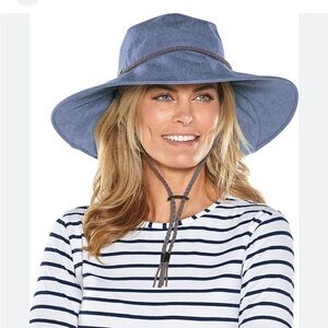 Coolibar upf 50 flora gardening hat chambray size small
